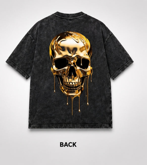 VORQE Gold Skull Oversized T-Shirt